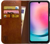 Rosso Element Book Case Wallet Hoesje Geschikt voor Samsung Galaxy A25 | Portemonnee | 3 Pasjes | Magneetsluiting | Stand Functie | Bruin