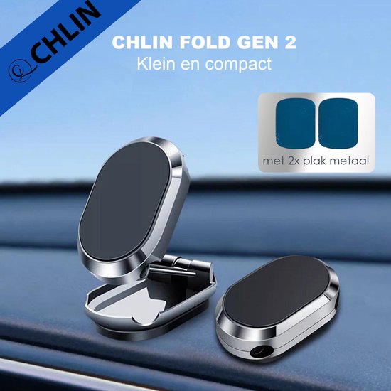 Foto: Chlin fold 2 met 2x plak plaat magnetische verstelbare telefoonhouder 360 draaibaar autohouders gsm houder autohouder telefoon gsm houder auto dashboard magneet telefoonhouder iphone samsung universeel anti schok