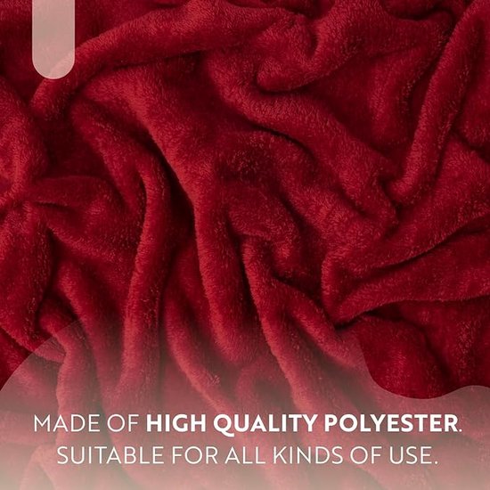 English Home Welsoft Deken - Zachte Bankdeken - Donzige Deken - Kampdeken - Buitendeken - Stranddeken - 120x170 cm - Bordeaux