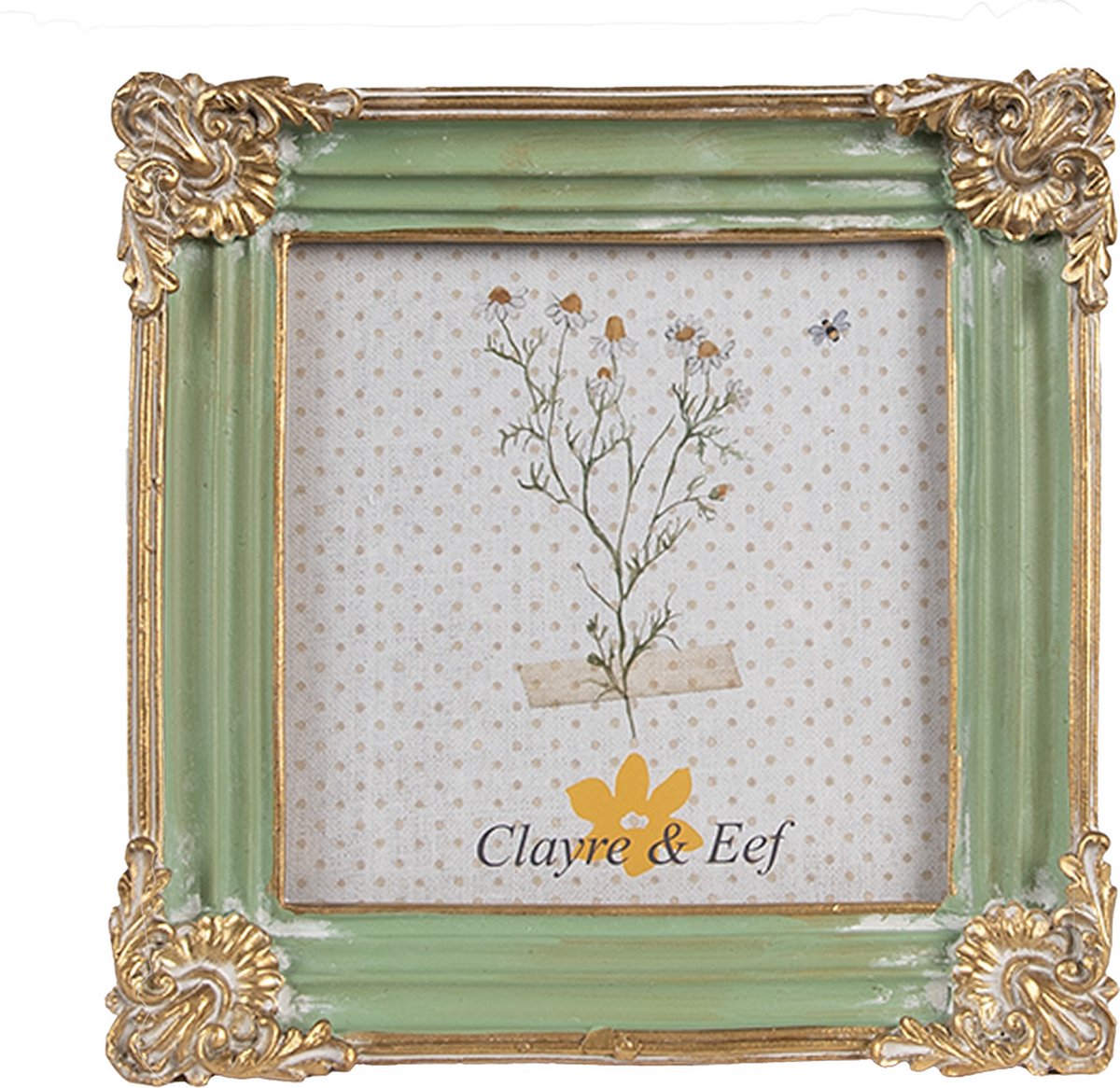 Clayre & Eef Fotolijst 10x10 cm Groen Polyresin