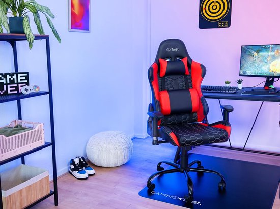 Chaise Gaming Trust GXT 708R Resto - Rouge - Réglable 360° - Coussin Lombaire Et Nuque - 150kg Max