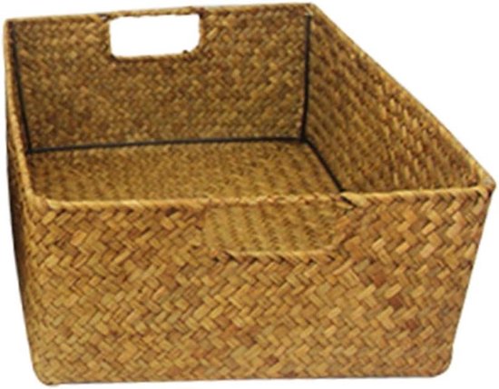 Natuurlijke Hand Geweven Opbergmand Zeegras Vierkante Rieten Nesting Planter Wasmand - Opbergbox voor kleding en speelgoed (M) Wicker Storage Basket (2-5)