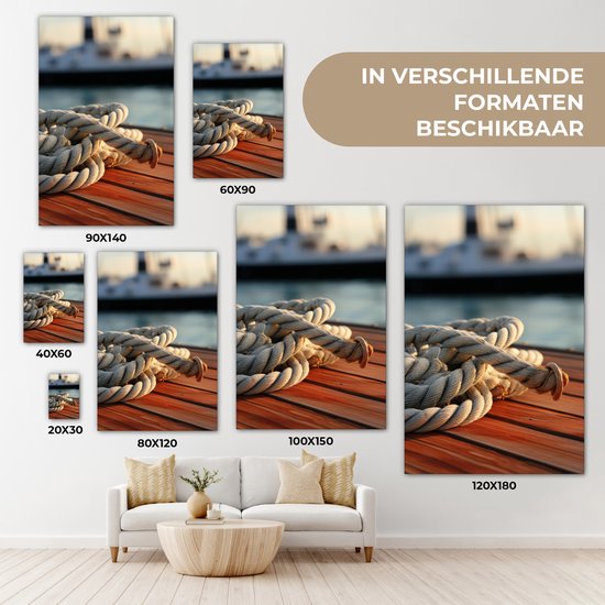 Tableau sur toile 120x180 cm - Décoration murale Corde - Bateau - Maritime - Bois - Port - Décoration murale salon - Décoration chambre - Accessoires chambre - Peintures