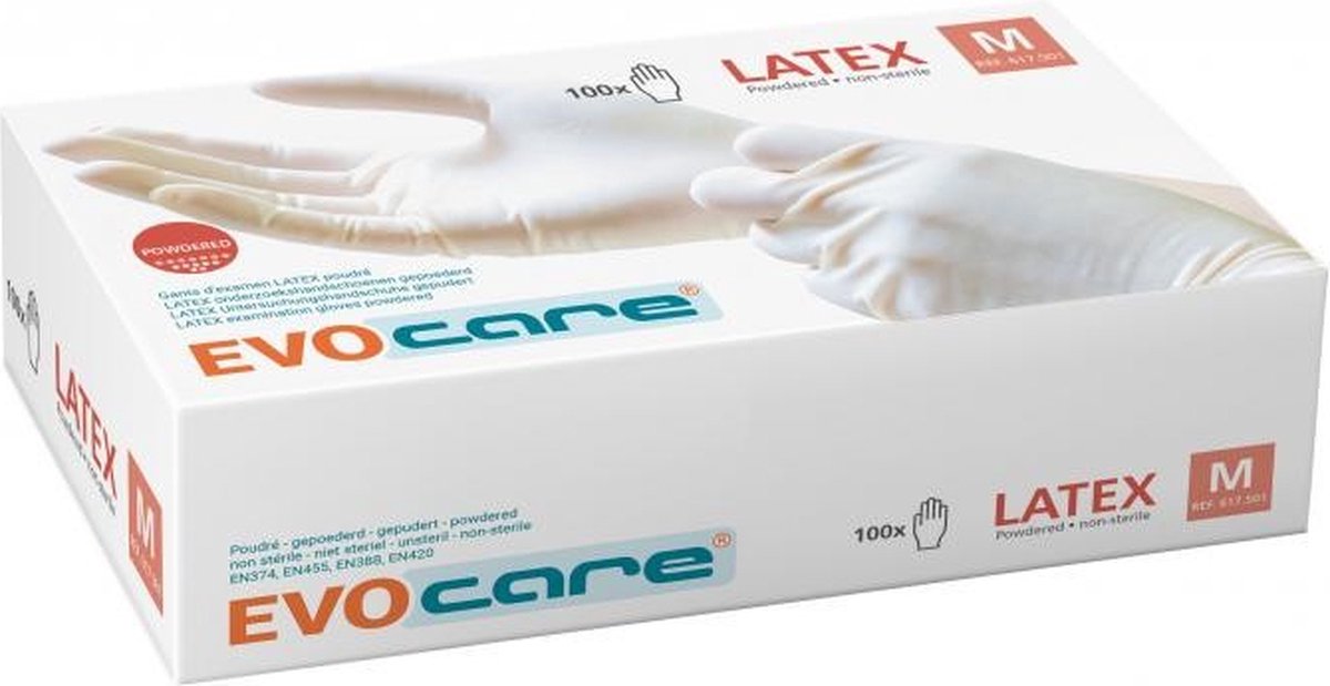 Goedkoopste Ongepoederde LATEX handschoenen Medium (7-8) - 3 pakken van 100 stuks