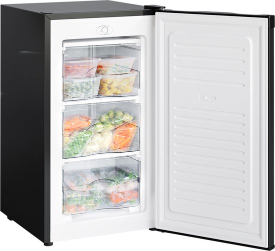 KitchenBrothers Vriezer - 64L - Compact Tafelmodel - 3 Vrieslades - Diepvrieskast - Vrijstaand - Zwart