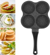 Omelette Pan, 4 Hole Pancake Pan Non-stick Egg Frying Pan Kitchenware Omelette Pan Burger Maker with Detachable Handle for Electric Ceramic Stove