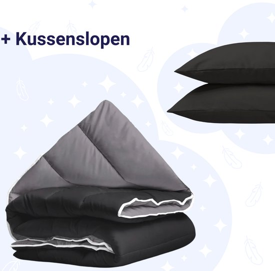 Zelesta Royalbed Black & Anthracite 140x200cm - Dekbed zonder overtrek - 30 dagen proefslapen - Wasbaar hoesloos dekbed - Bedrukt dekbed - All year zomerdekbed & winterdekbed