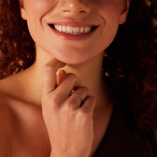 Lucardi Bague Femme Acier Boule 1,5 mm - Ring - Acier - Argent - 21 / 66 mm