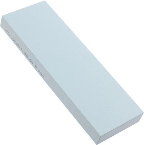 Pierre à aiguiser Skerper bleu clair avec texte : '65000-SVSP5000 SKERPER MADE IN JAPAN'.
