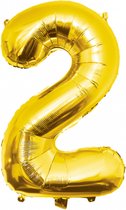 Folie ballon cijfer 2 jaar cijferballon verjaardag versiering goud 86 cm