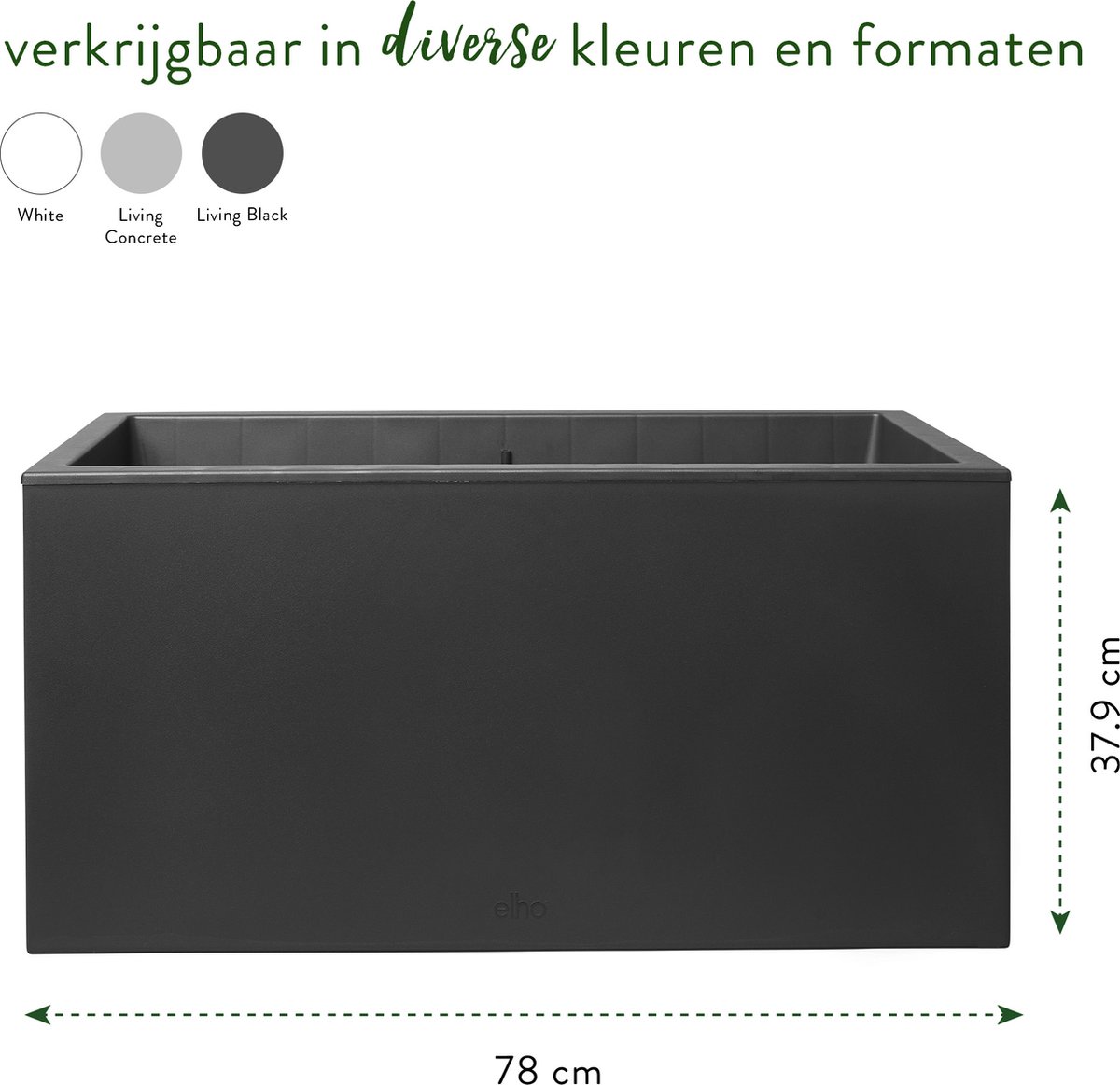 Elho Vivo Next Lang 80 - Jardinière intérieur & extérieur rectangulaire