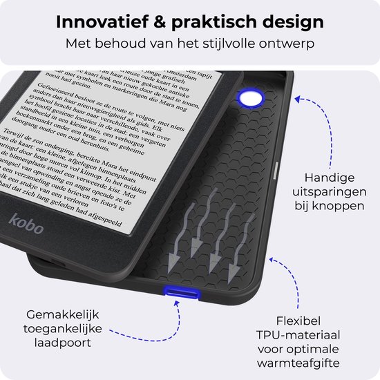 Hoesje Geschikt voor Kobo Clara BW Hoesje Luxe Bescherm Case - Hoes Geschikt voor Kobo Clara BW Hoes Book Cover - Donkerblauw van Hoesje  — afbeelding 3