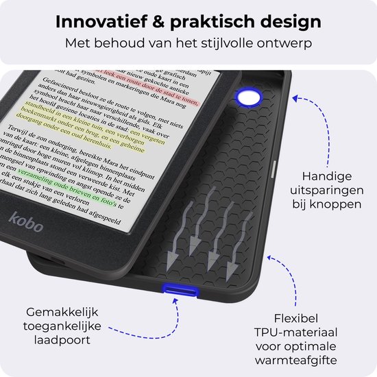 Hoesje Geschikt voor Kobo Clara Colour Hoesje Luxe Bescherm Case - Hoes Geschikt voor Kobo Clara Colour Hoes Book Cover - Grijs van Hoesje  — afbeelding 3