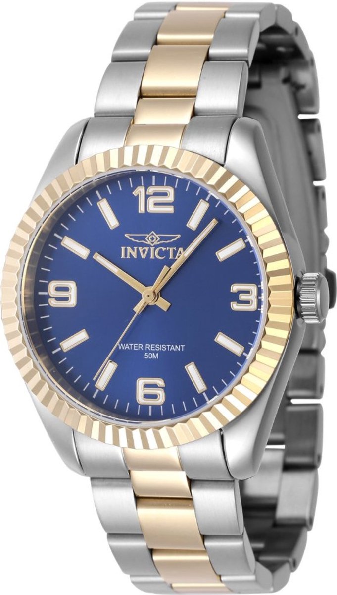 Invicta Specialty 47471 Dames Horloge - Waterdicht - Analoog - Quartz Uurwerk - Roestvrij Staal met blauwe Wijzerplaat - 36mm