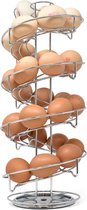 Eieropslag voor 36+ eieren - antislip eierrek spiraalvormige eierhouder - multifunctionele eierdoos voor eieren en koffiecapsules - verchroomd metaal