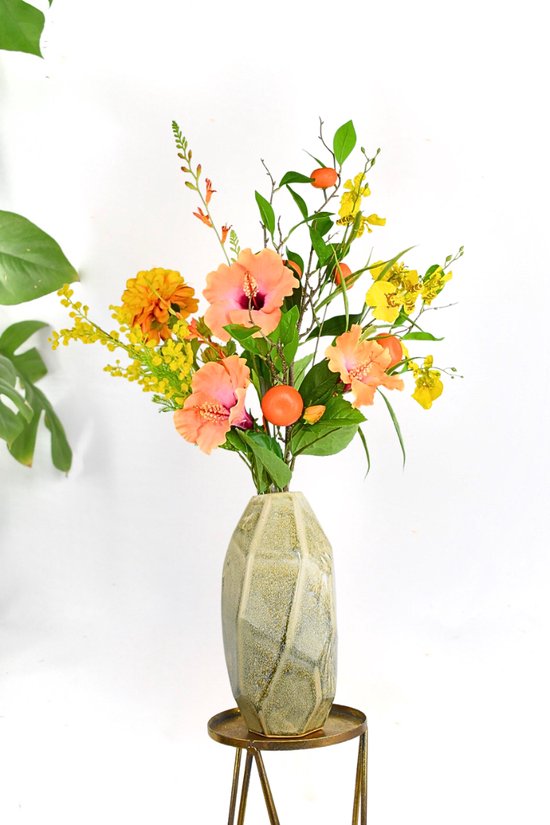 Bouquet artificiel - Orange Silky 70 Cm - Fleurs artificielles en soie - Fausses fleurs - Fleurs artificielles - Bouquet de soie - Natuurlijk Bloemen