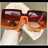Zonnebril - EK - Oranje Zonnebril - Zonnebril Groot - Festival Bril - Rave Bril - Feestbril - Carnaval Bril - Evenementen Bril - Trendy - Bril - Sunglasses - Oversized - Vierkant - UV400 - Eyewear - Unisex - Lens Kleur Bruin - Oranje - Orange -