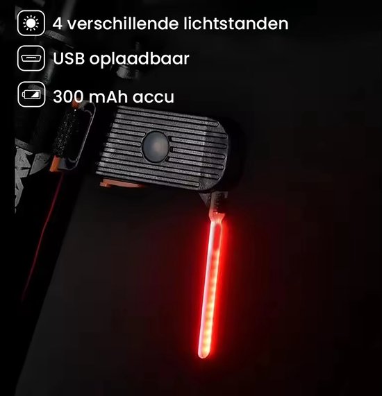 Lightyourbike ® MOTION - Achterlicht Fiets Oplaadbaar - 60 lumen - Waterdicht - LED — afbeelding 2