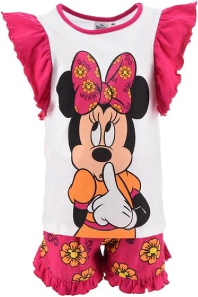 Minnie Mouse shortama - Maat 128 - 100% katoen - Disney pyjama - roze