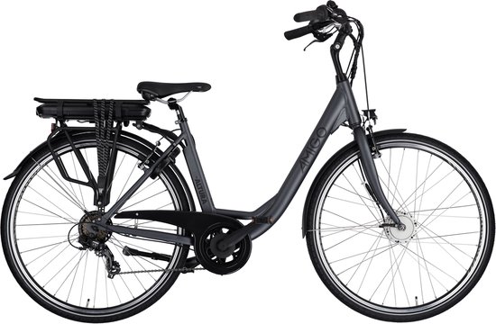 AMIGO E-Altura D1 Elektrische Fiets - E-bike 28 Inch 49 cm - 7 Versnellingen - V-Brakes - 468Wh Accu - Matgrijs