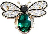 Borasi Groen Bij Broche | Groen Met Zwart Zirkonia Stenen | RVS | Hoogwaardig Roestvrij Staal | Bruiloft | Cadeau Voor Haar | Moederdag Cadeau | Broches | Dames Broche | Dames Sieraden | Vrouwen Sieraden | Elegante Look |