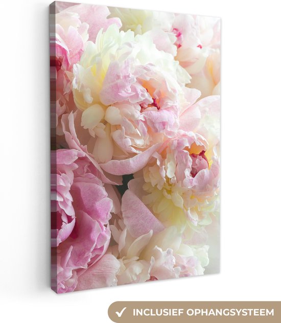 Tableau toile 40x60 cm - Décoration murale Vintage - Fleurs - Roses - Nature - Décoration murale salon - Décoration chambre moderne - Tableaux abstraits