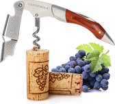 Tire-bouchon Castagnola - Couteau de serveur - Ouvre-bouteille - Ouvre - bouteille - Ouvre-bouteille - Levier - Deluxe - Bois Pakka et acier inoxydable