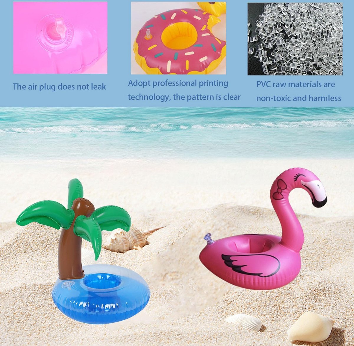 Lot De 8 Porte-gobelets Gonflables Pour Piscine – Formes Ananas, Flamant Rose, Canard, Etc. – En PVC Robuste – Pour Boissons Et Jeux D’été