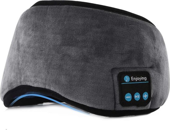 Draadloos Bluetooth Slaapmasker Hoofdtelefoon Muziek - Verstelbaar met Ingebouwde Oortelefoon - voor Slapen en Reizen - Grijs