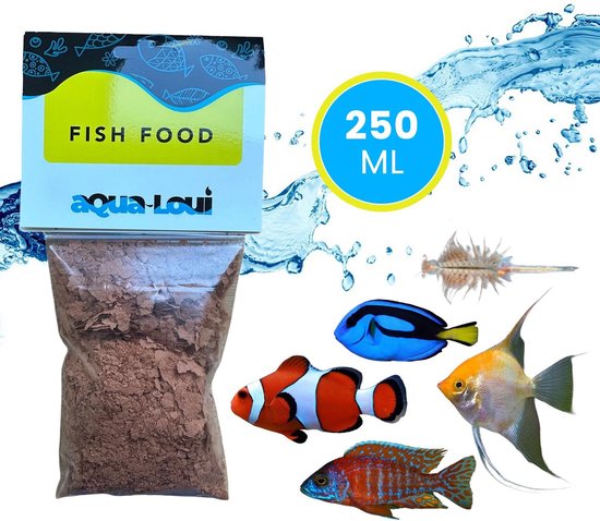 Aqua-Loui® – Visvoer – Tropisch Vissenvoer – Artemia – Vlokken (Flakes) – Visvoer Aquarium – Geschikt Voor Alle Maten Zoetwater & Zoutwater Vissen – 250ml