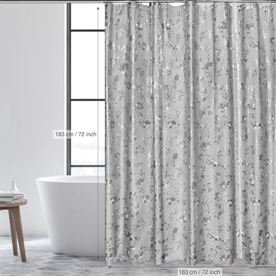 Douchegordijn, Schimmelwerend, Met Gewichtmagneten Aan De Onderkant Waterdicht Badkamergordijn Met 12 Roestvrije Haken Voor Bad En Douche 183 X 183 Cm 3d Kiezelstenen