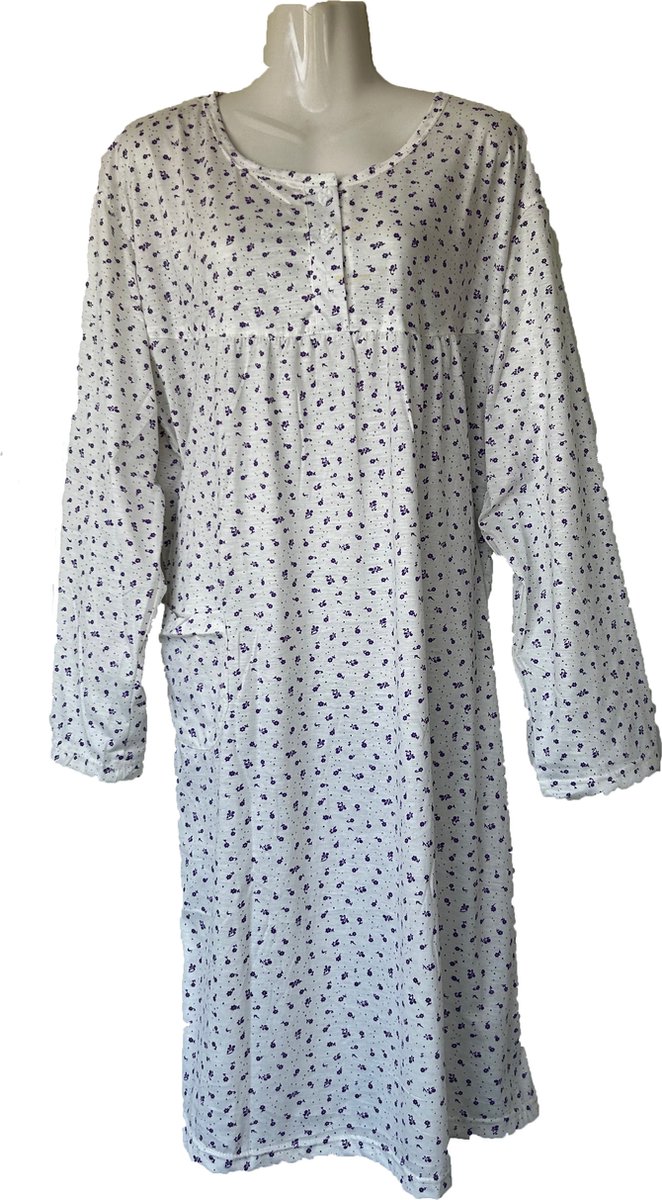 Dames Nachtjapon Gebloemd Paars 3XL