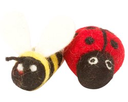 Dharma Dog Karma Cat - Speelgoed - Karma Cat Lieveheersbeestje/bij 2st - Rood/geel - 7cm Ddkc809 - 183474