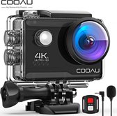 Bol.com COOAU Action Cam 4K 30FPS 20MP WiFi actiecamera 170° groothoek EIS 40m onderwatercamera met 2x 1200mAh batterijen en acc... aanbieding