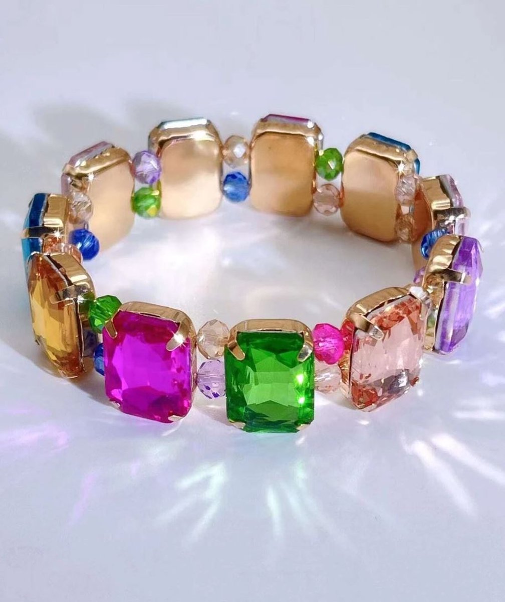 Armband met glazen strass multicolor