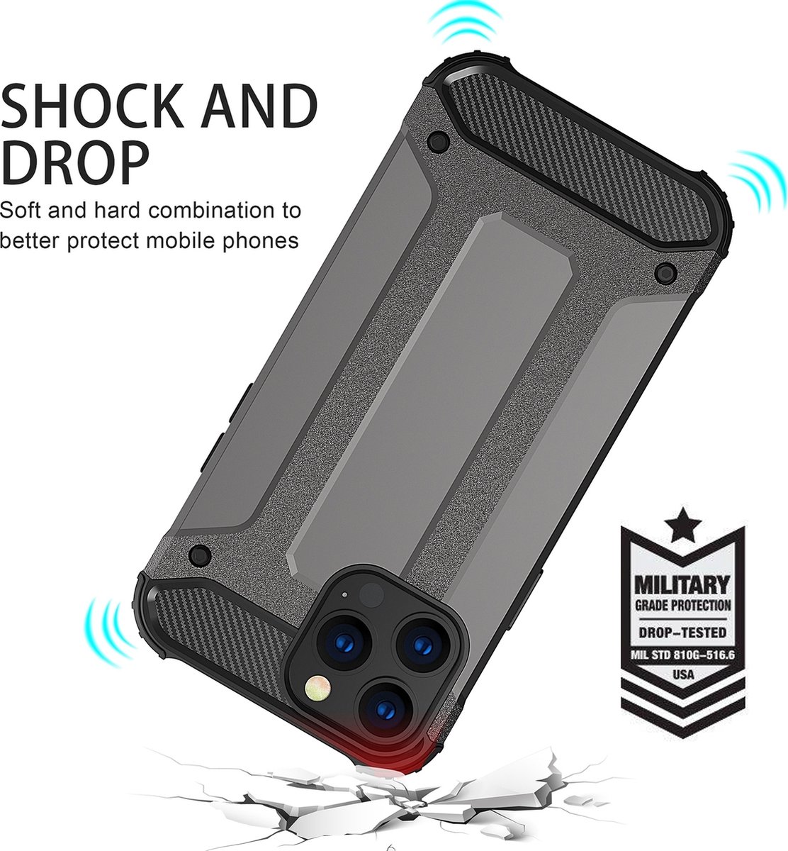 Mobigear Hoesje geschikt voor Apple iPhone 14 Pro Telefoonhoesje Hardcase | Mobigear Outdoor Backcover Shockproof | Schokbestendig iPhone 14 Pro Telefoonhoesje | Anti Shock Proof - Zwart