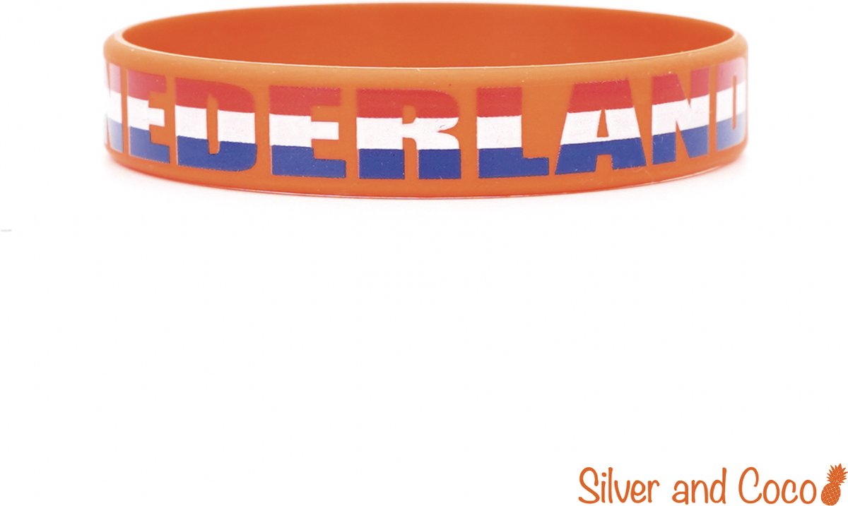SilverAndCoco® - Hup Holland Hup Oranje Siliconen Armbandjes | Nederlands Elftal Gadget Armbandje Versiering | WK Voetbal EK 2026 Silicone Sieraad Decoratie Nederland Bandje | Olympische Spelen Nederlandse Vlag Polsbandje - 1 stuk