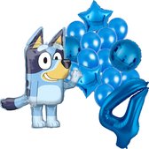 Bluey ballon set - 60x81cm - Folie Ballon - 4 jaar - Themafeest - Verjaardag - Ballonnen - Versiering - Helium ballon