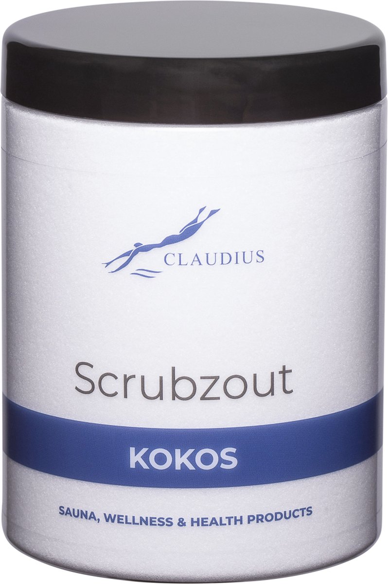 Goedkoopste Scrubzout Kokos in handige pot - 1250 gram - met zwarte deksel - Hydraterende Lichaamsscrub