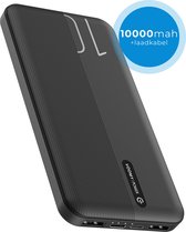 Voomy Powerbank - 10000 mAh - USB A - Universel Iphone & Samsung - Câble de charge inclus - Zwart