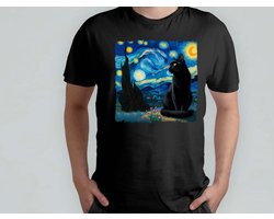 Black Cat Starry Night - T Shirt - Cats - Gift - Cadeau - CatLovers - Meow - KittyLove - Katten - Kattenliefhebbers - Katjesliefde - Prrrfect