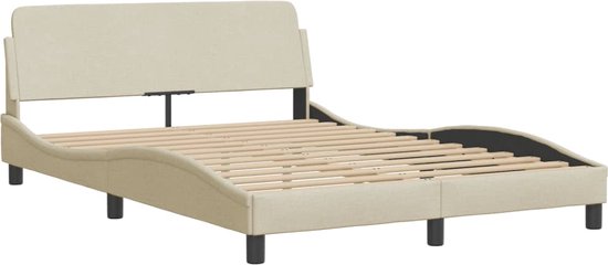 vidaXL - Bedframe - met - hoofdbord - stof - crèmekleurig - 140x200 - cm