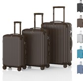 Voyagoux® - Reiskoffer set - Koffers - 3 delig - Reiskoffer met wielen – Donkerbruin - TSA Slot