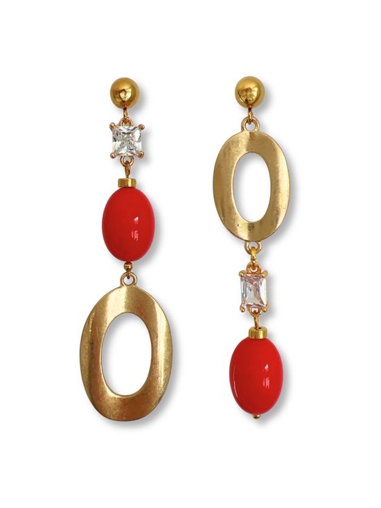 Zatthu Jewelry - N24SS689 Lula mismatched oorbellen rood