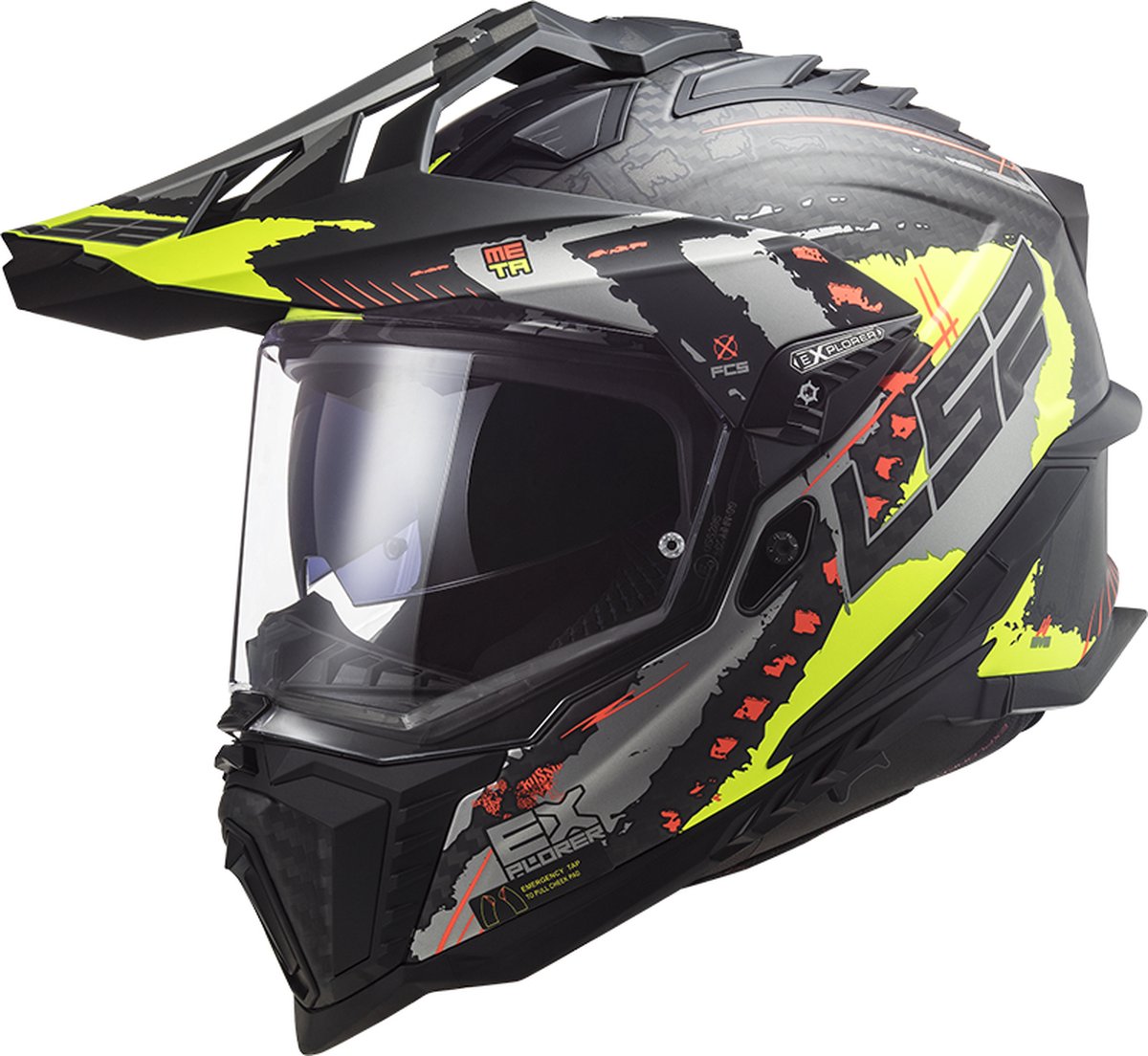 LS2 Mx701 C Explorer Extend Matt H-V Yellow XS - Maat XS - Helm