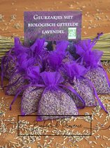 Geurzakjes lavendel - Biologische lavendel - 10 paarse organza zakjes - 6 gram per zakje