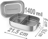 Stainless Steel Lunch Box 1400 ml with Sliding Divider - Ideal for Children and Adults - Traumwesen®