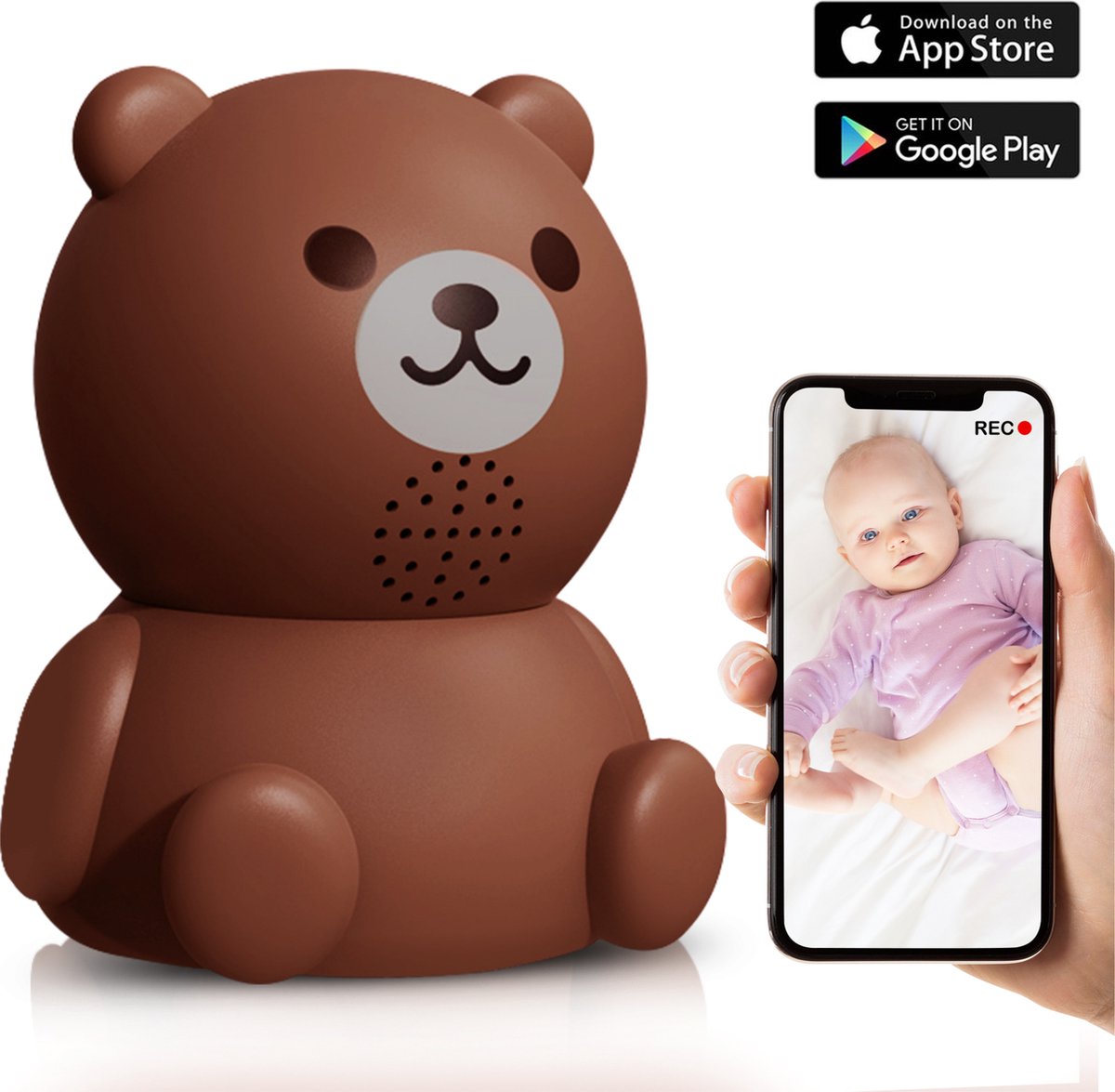 Afbeelding van Little Immi - Babyfoon met camera en app - 1080HD - Video opname & Audio optie - Babyfoon met bewegingsdetectie - Baby monitor