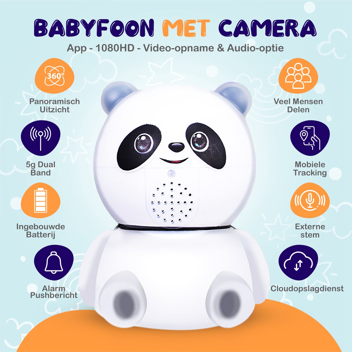 Afbeelding 3 van Little Immi - Babyfoon met camera en app - 1080HD - Video opname & Audio optie - Babyfoon met bewegingsdetectie - Baby monitor