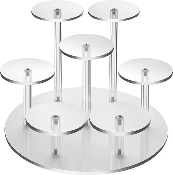 Présentoir en Acryl , 7 pièces, support en Acryl transparent pour présentation, Figurines Anime , cosmétiques, travaux manuels, présentoir à bijoux, cupcakes, buffet de dessert (rond transparent)